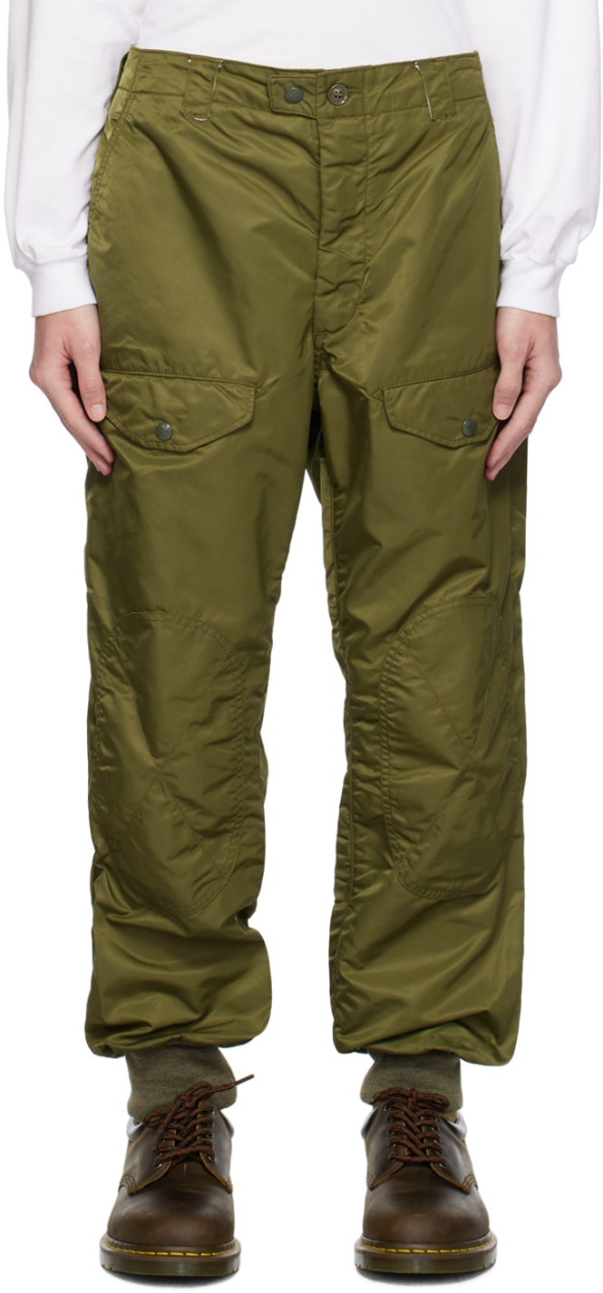 Engineered Garments Green Airborne Cargo Pants In Ct064 B - Olive Flig