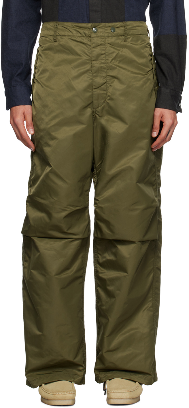 Engineered Garments Green Pleated Trousers In Ct064 B - Olive Flig