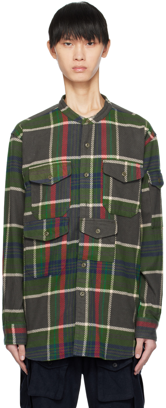 Engineered Garments Green North Western Shirt In Es057 B - Olive Cott