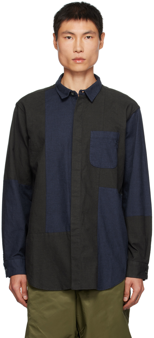 Engineered Garments: Navy & Black Paneled Shirt | SSENSE
