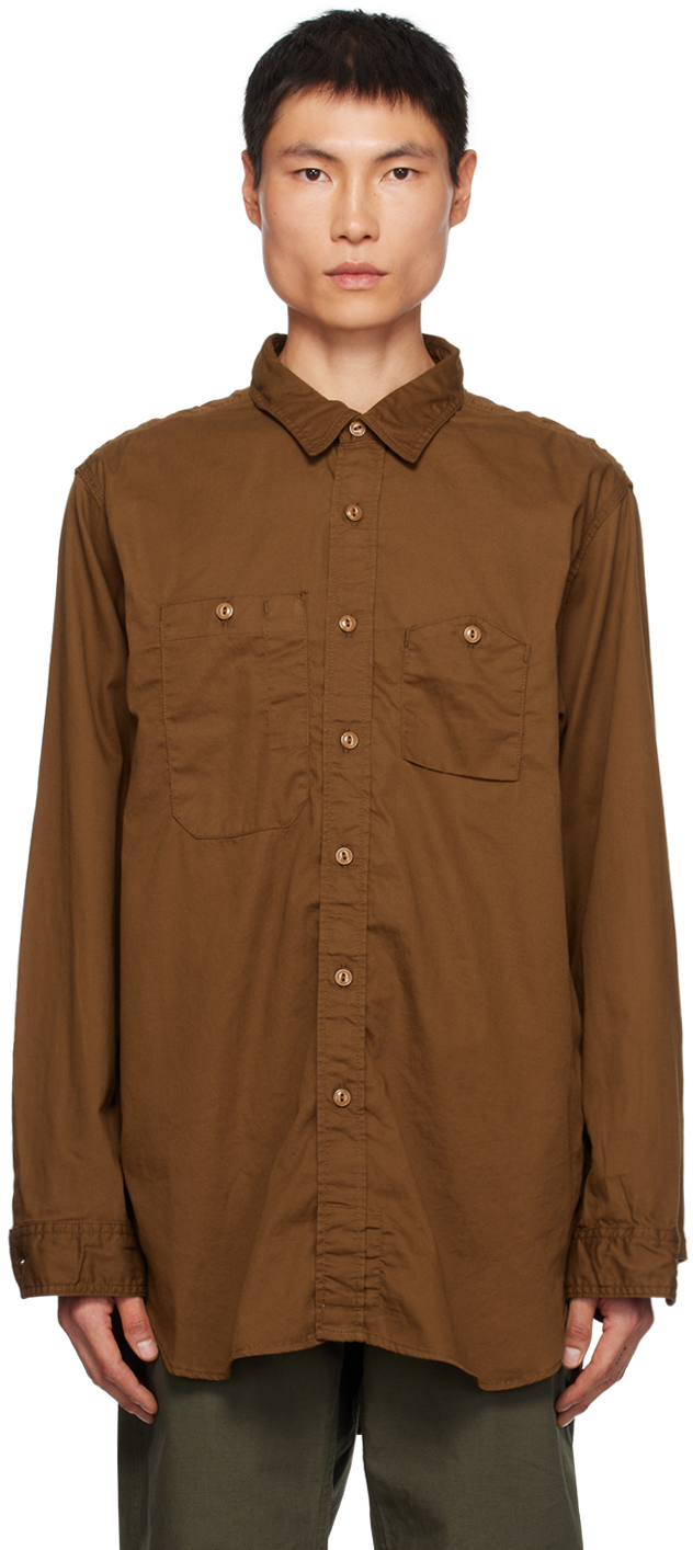 Engineered Garments Brown Elbow Patch Shirt In Ct180 A - Brown Cott
