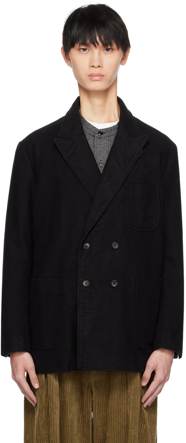 Engineered Garments Black Double Breasted Blazer In Sd010 A - Black Cott