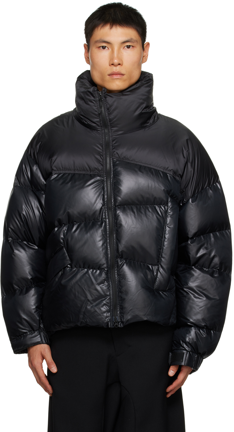 FUMITO GANRYU: Black Graffiti Down Jacket | SSENSE