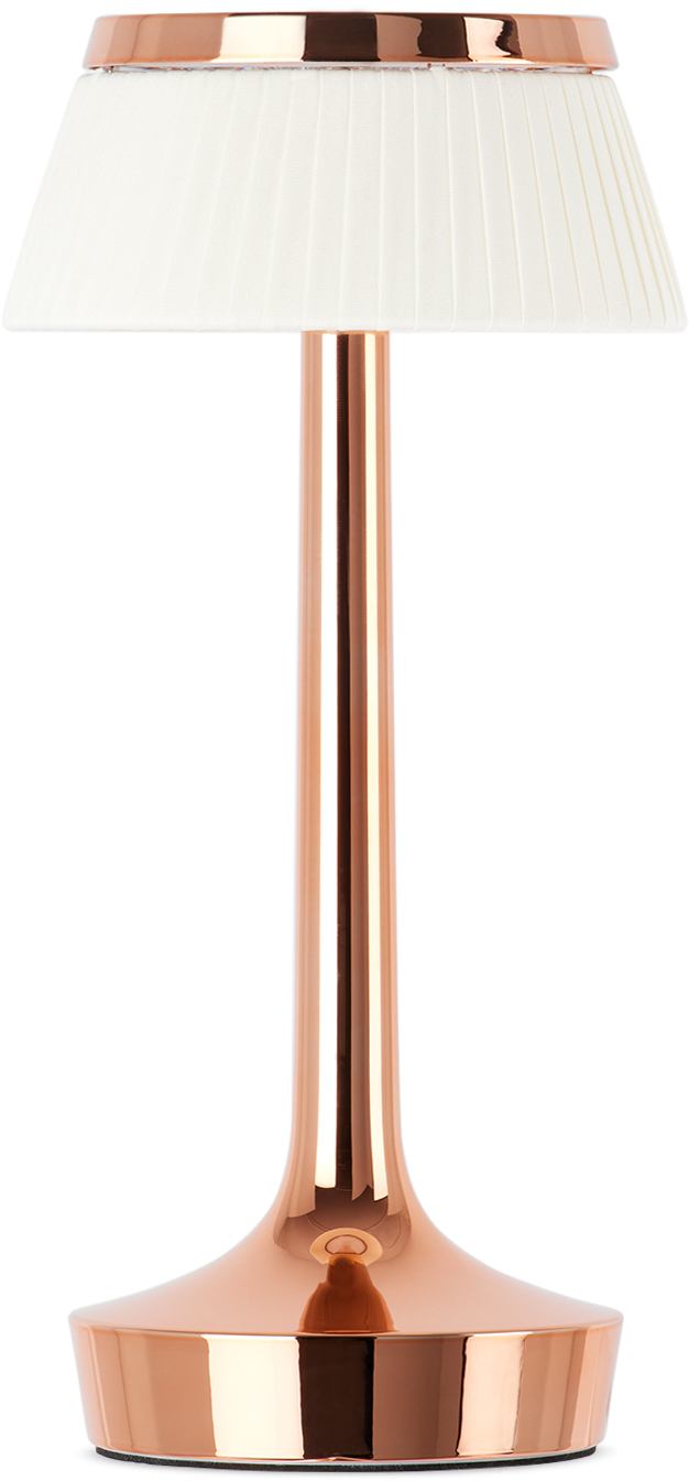 Flos Copper & White Bon Jour Unplugged Table Lamp In Copper/fabric