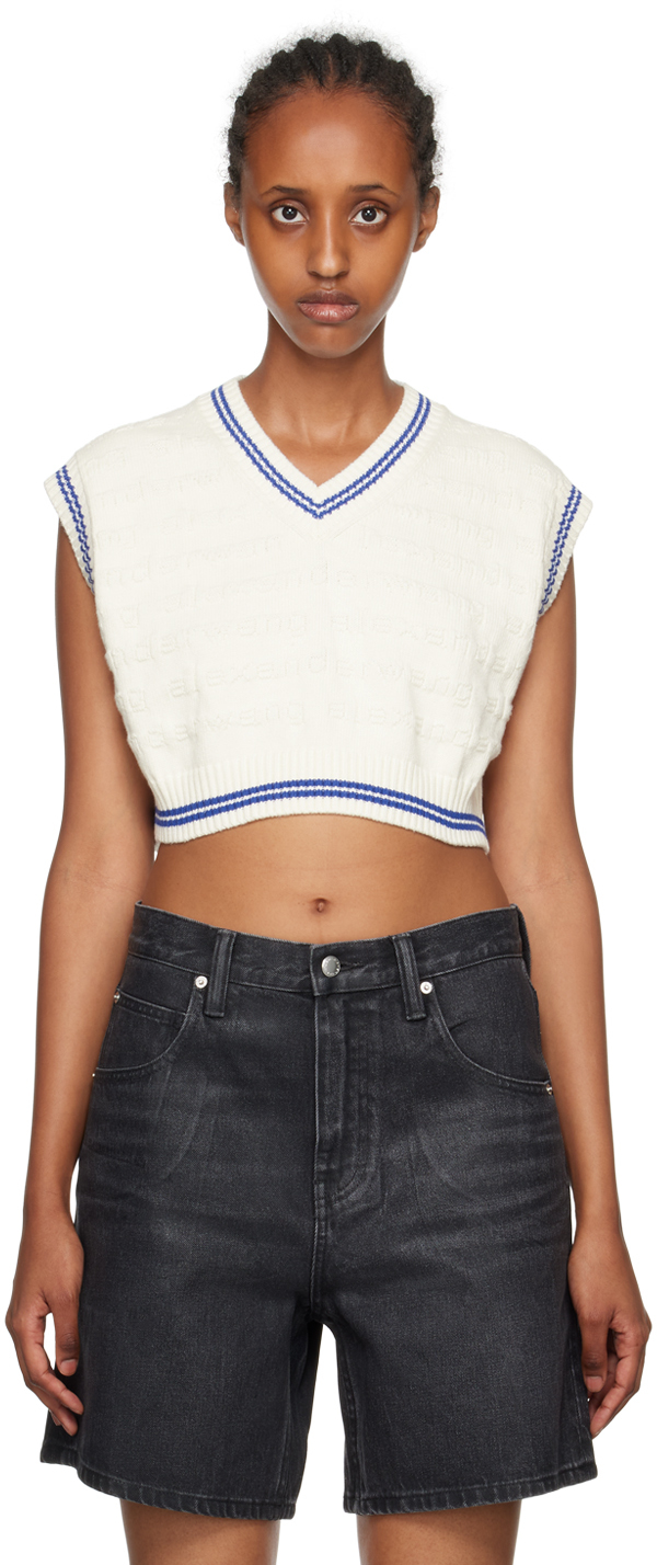 ALEXANDER WANG WHITE CROPPED VEST