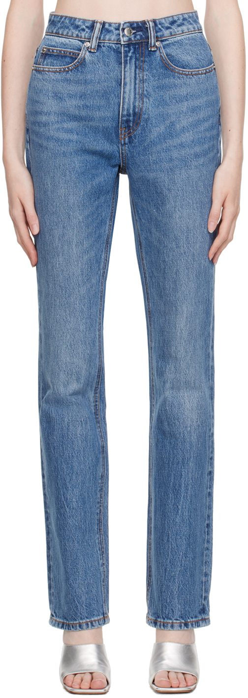 Alexander Wang Blue Stacked Jeans In 473 Vintage M Indigo