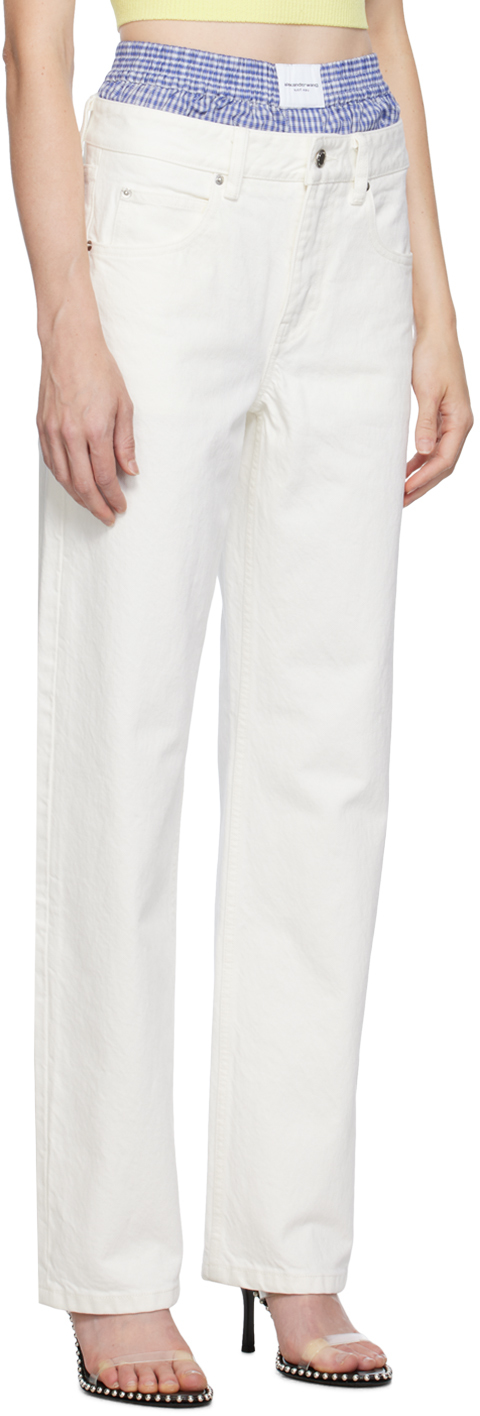 Shop Alexander Wang Off-white Layered Jeans In 280a Moonshine