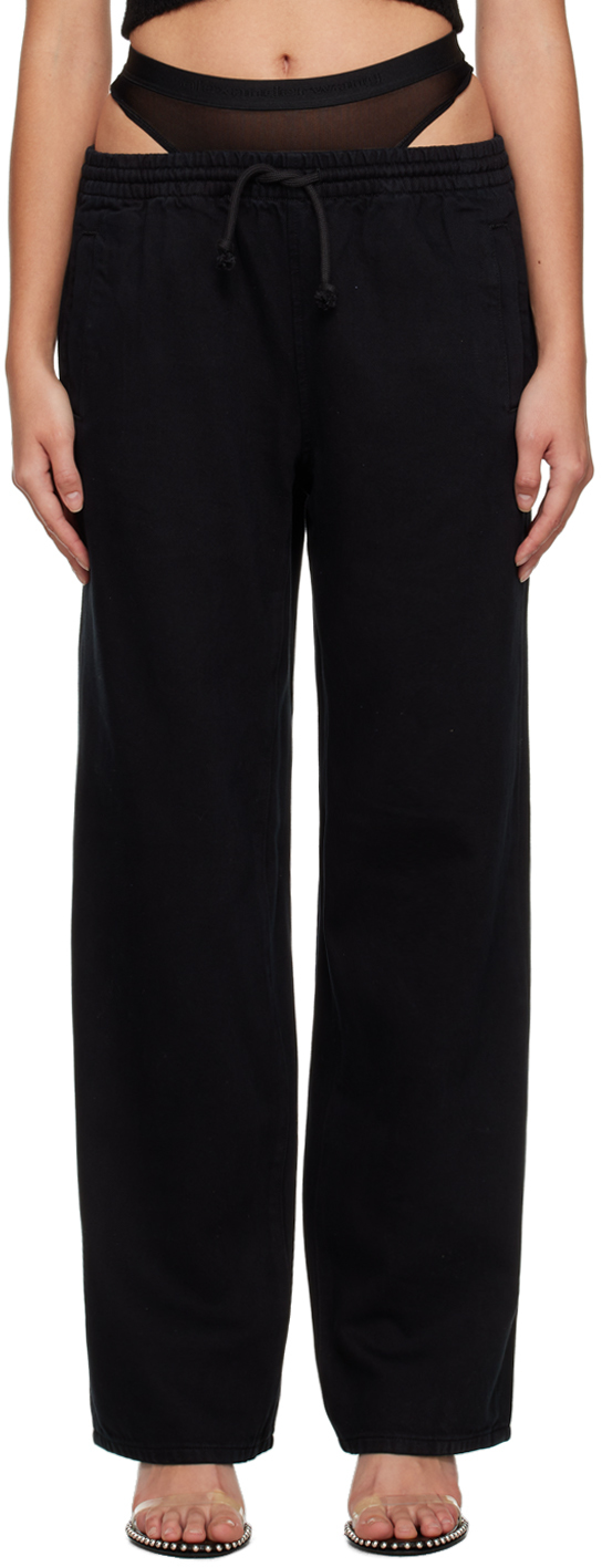 Alexander Wang Black Layered Jeans In 011 Washed Black