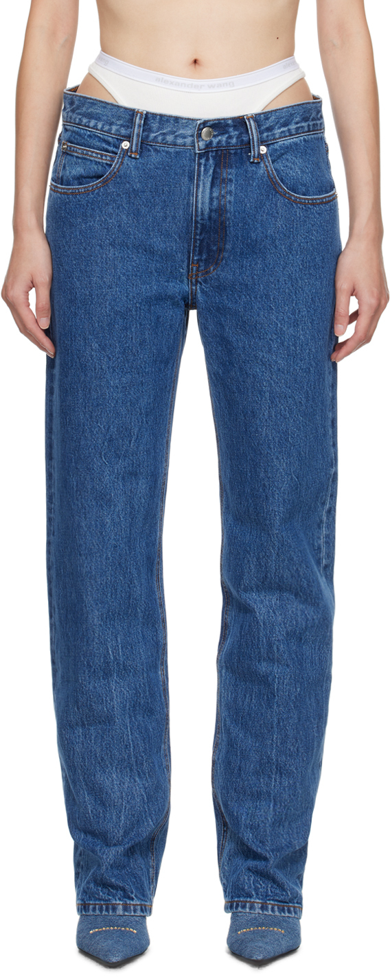 Alexander Wang: Blue Layered Loose Jeans | SSENSE