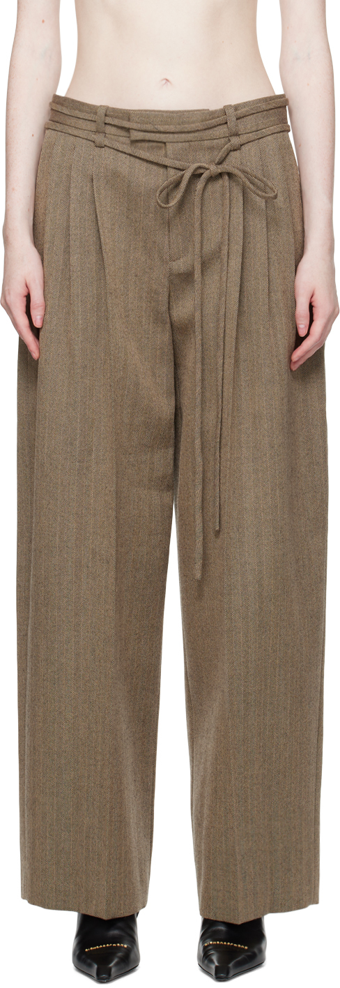 Brown Self-Tie Trousers