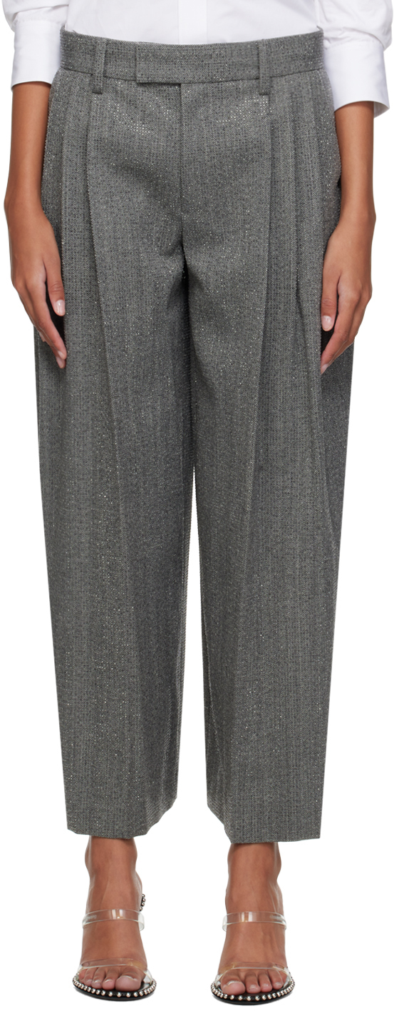 Shop Alexander Wang Gray Tailored Trousers In 092 Grey/black