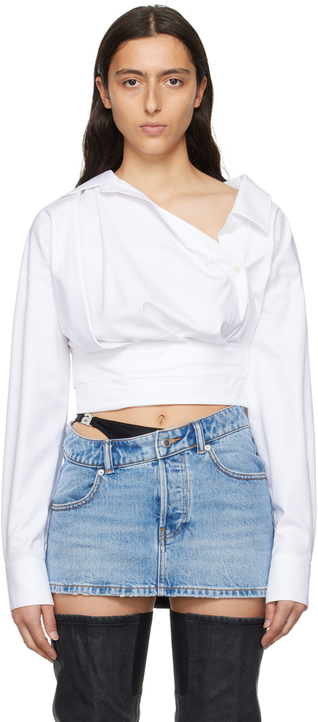ALEXANDER WANG WHITE WRAPPED FRONT SHIRT