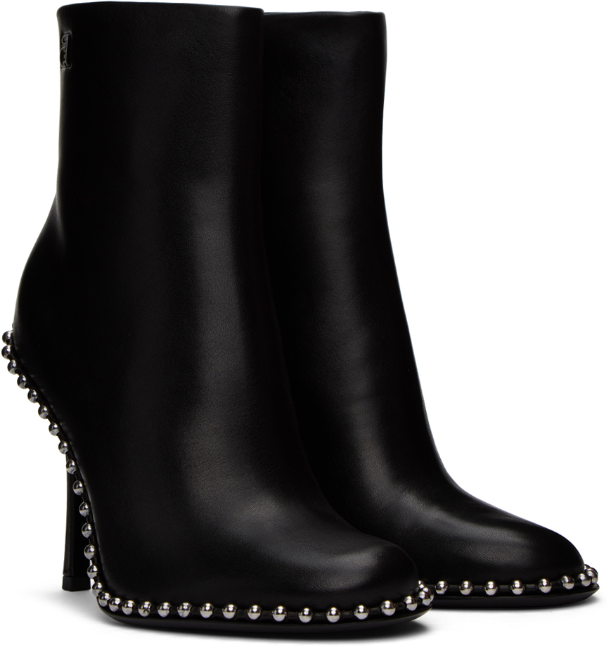 Alexander Wang Nova 105 High Heels Ankle Boots In Black Leather In Black