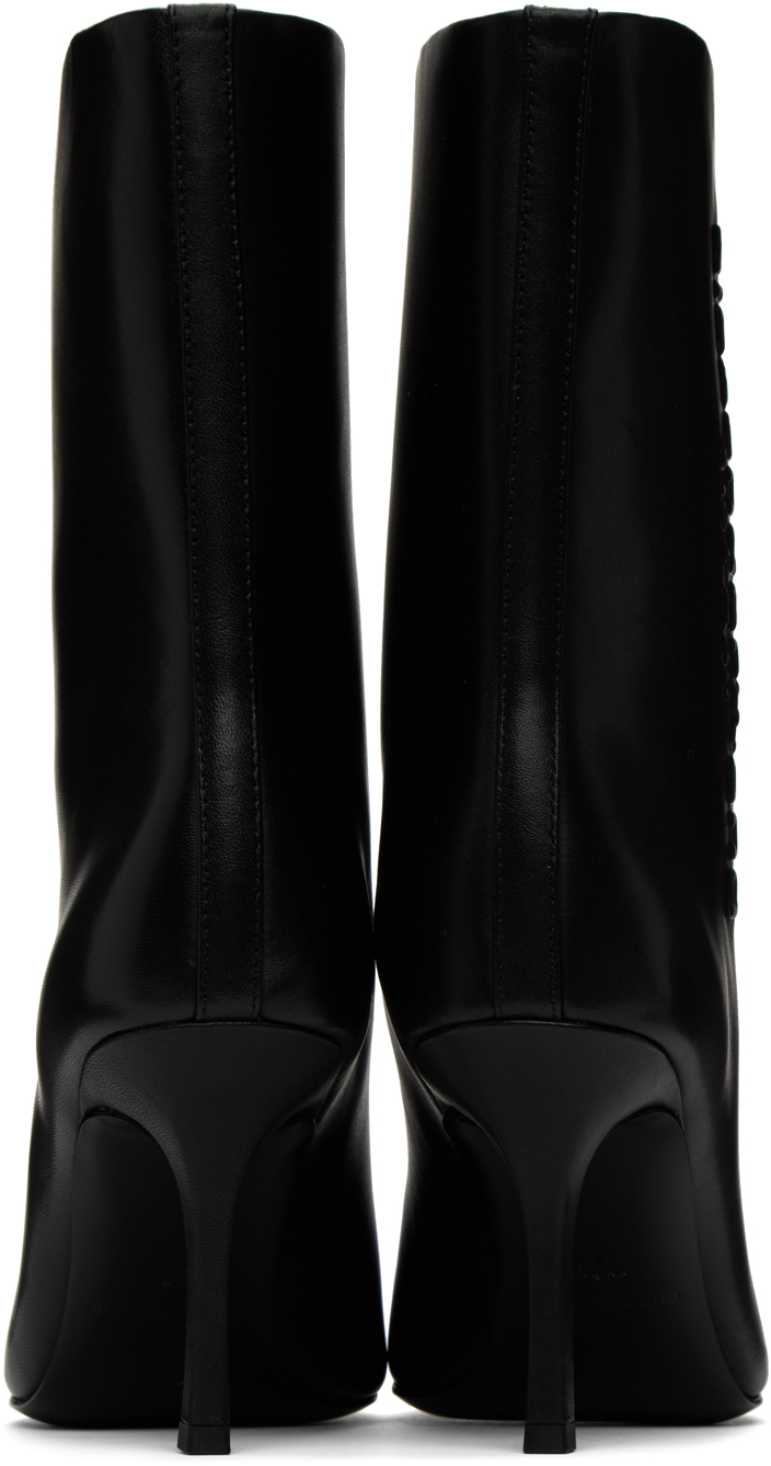 Alexander Wang Delphine Logo-embossed Silicone-trimmed Leather Ankle Boots In 001 Black