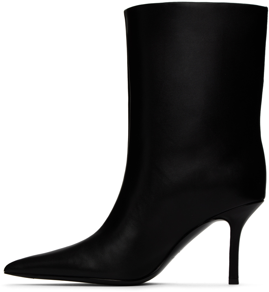 Alexander Wang Delphine Logo-embossed Silicone-trimmed Leather Ankle Boots In 001 Black