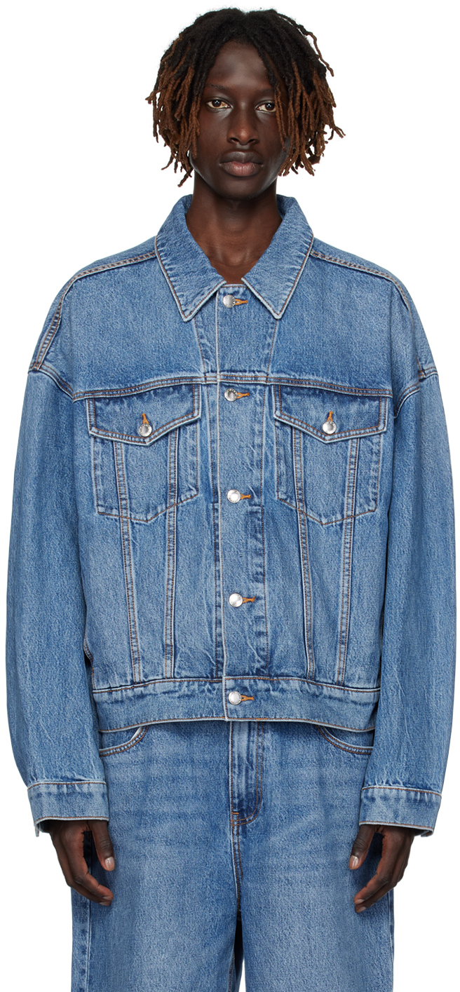 Alexander Wang Blue Core Denim Jacket In Vintage Medium Indigo