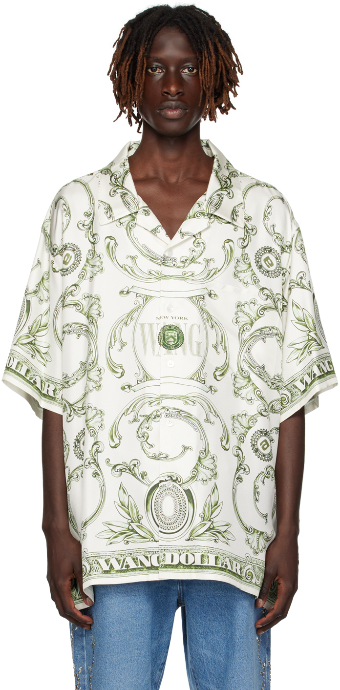 Alexander Wang Off-white Graphic Shirt In Ivory/green
