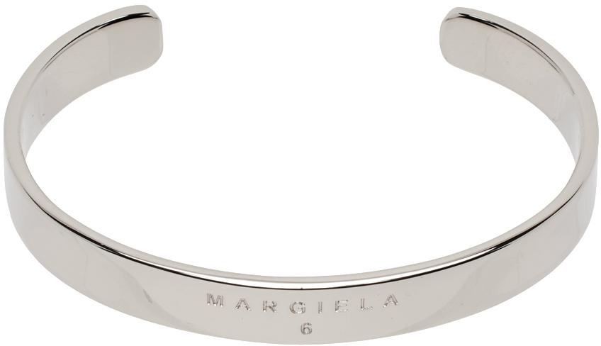 Shop Mm6 Maison Margiela Silver Minimal Cut Bracelet In 951 Polished Palladi