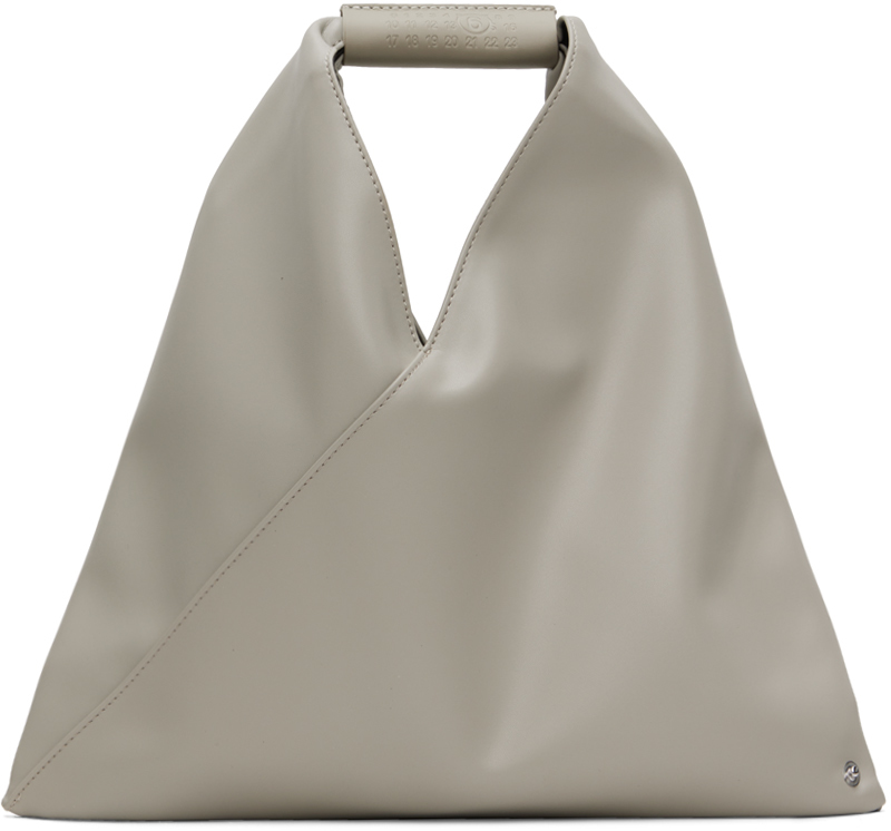 Gray Mini Triangle Tote by MM6 Maison Margiela on Sale