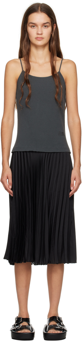 Gray Pleated Midi Dress