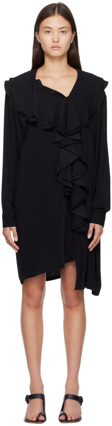 Black Ruffled Midi Dress
