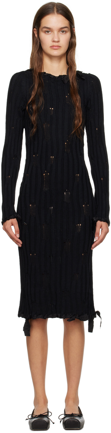 Black Distressed Midi Dress