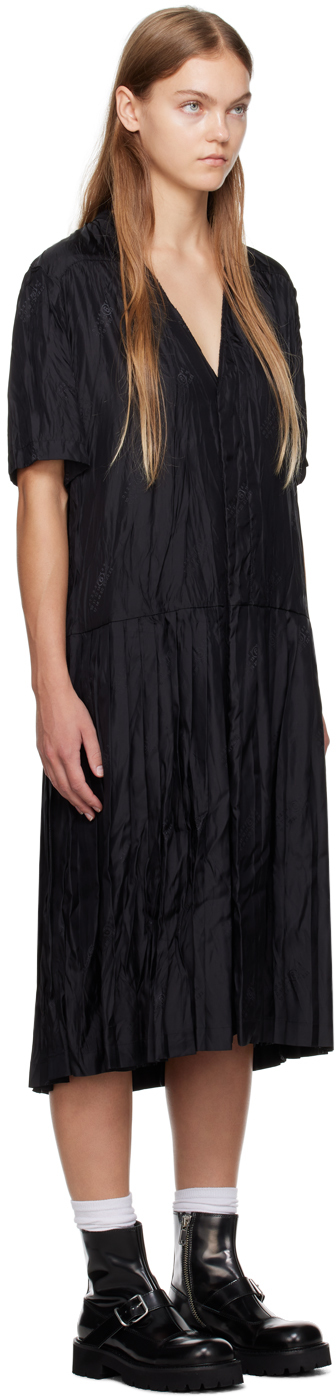 Shop Mm6 Maison Margiela Black Pleated Midi Dress In 900j Black
