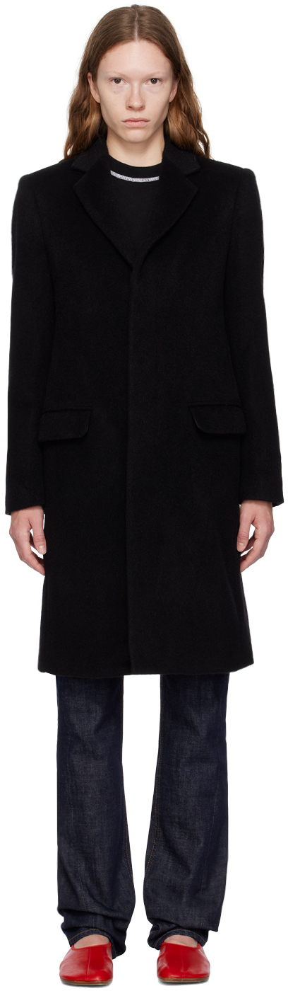 Black Button Coat by MM6 Maison Margiela on Sale