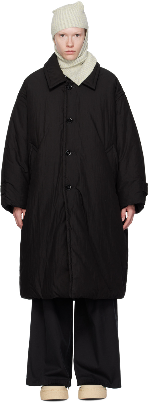 Shop Mm6 Maison Margiela Black Insulated Coat In 900 Black