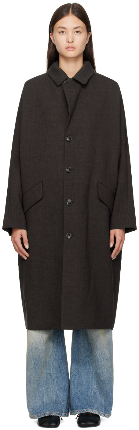 Mm6 Maison Margiela Single-breasted Cocoon Coat In 134m Chocolate