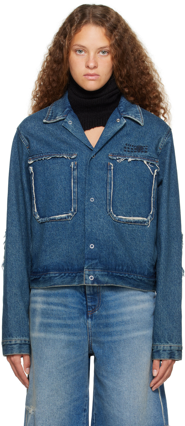 Padded Denim Jacket in Blue - MM 6 Maison Margiela