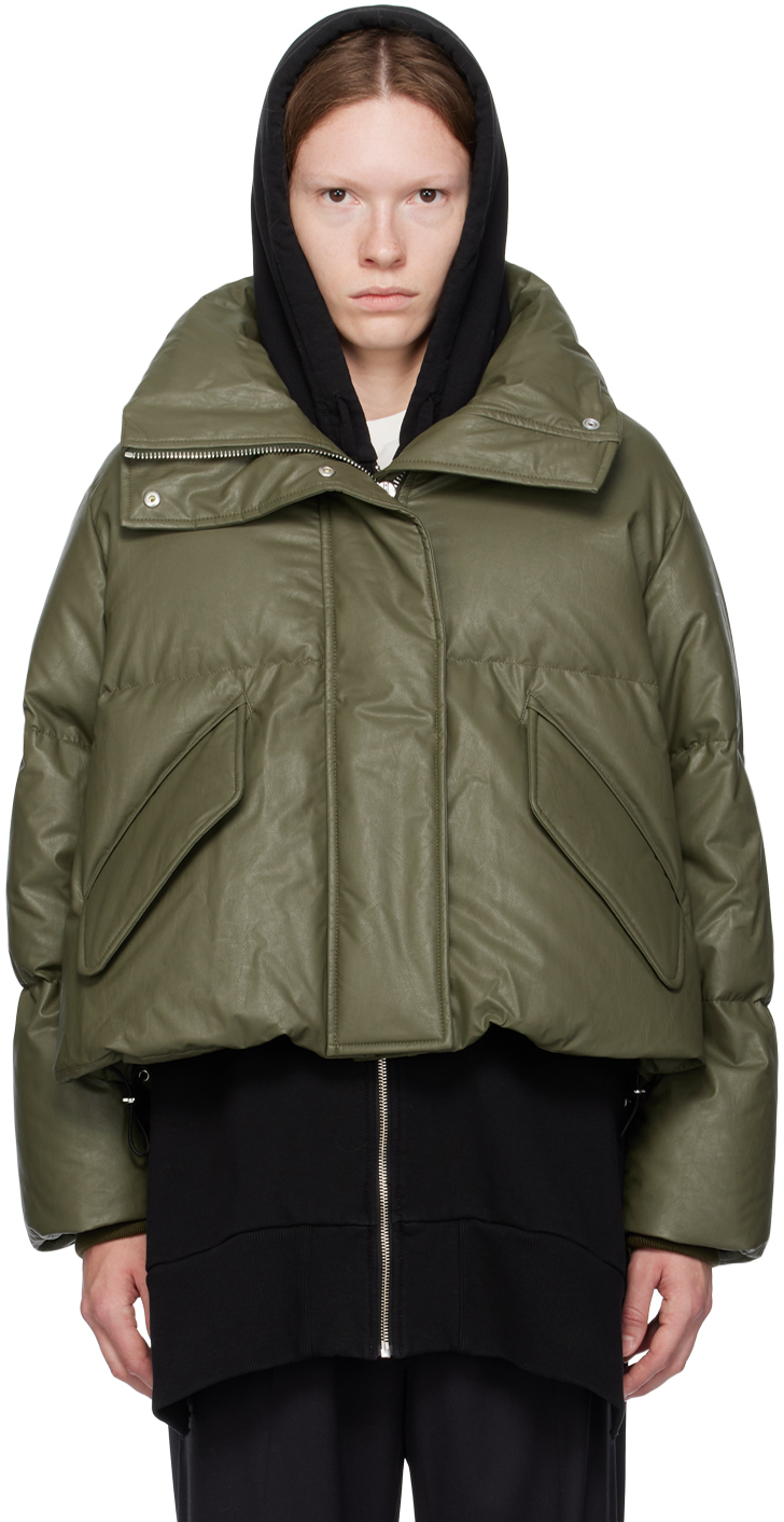 Khaki Quilted Down Jacket