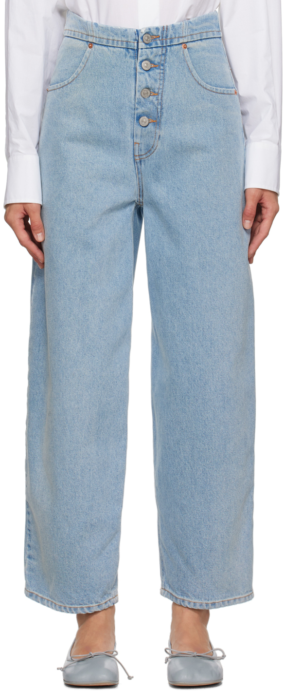 Blue Button-Fly Jeans