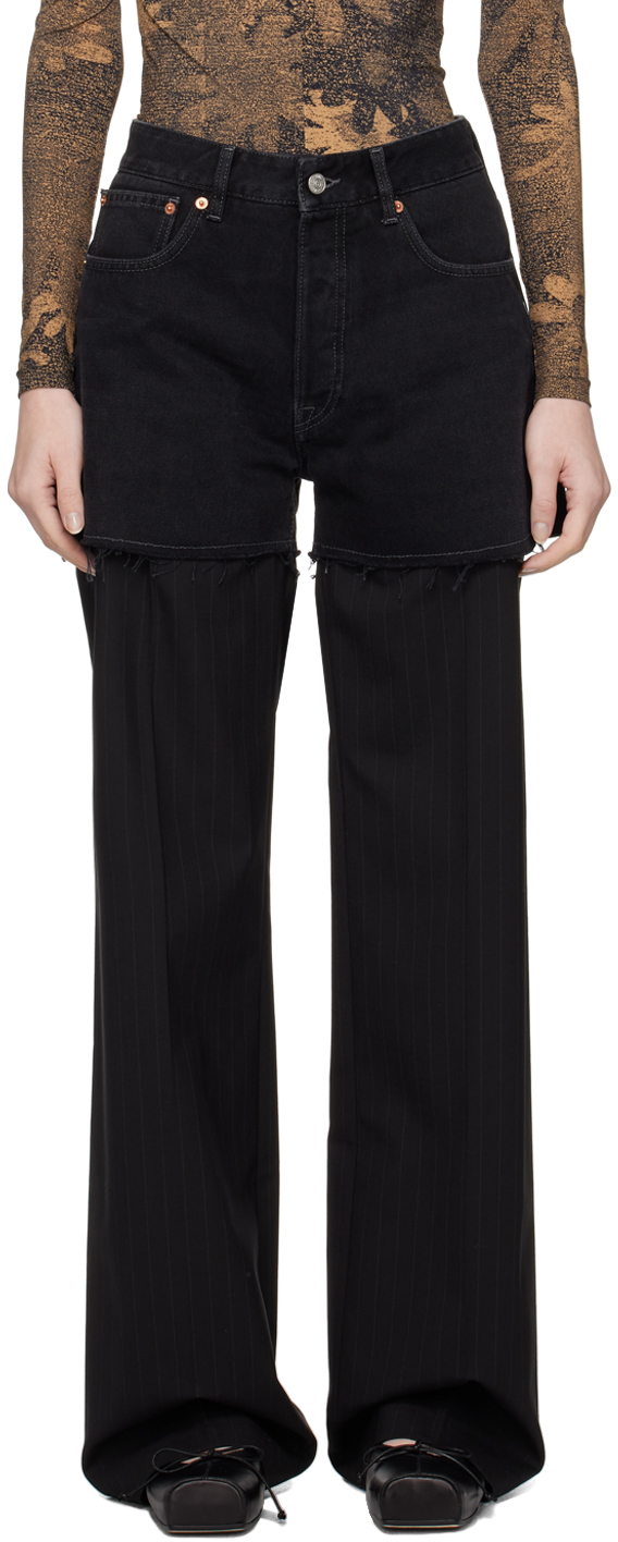 Black Layered Trousers by MM6 Maison Margiela on Sale