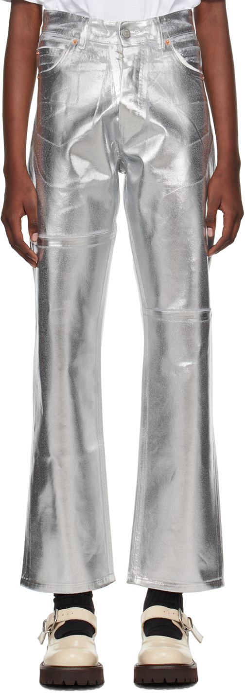 Mm6 Maison Margiela Silver & White Coated Jeans In Blue