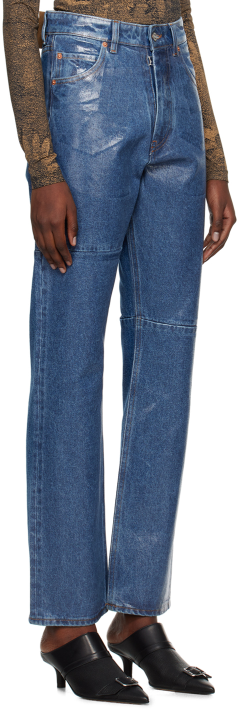 Mm6 Maison Margiela Indigo Coated Jeans In 974 Medium Indigo