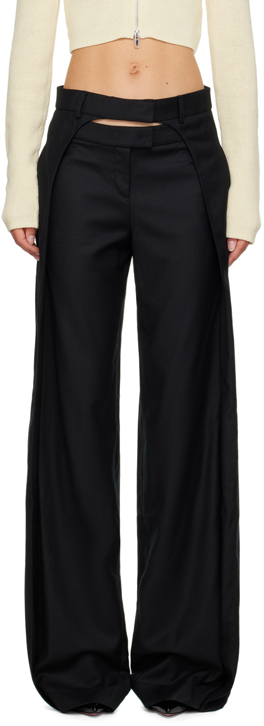 Aya Muse: Black Pleated Trousers | SSENSE Canada