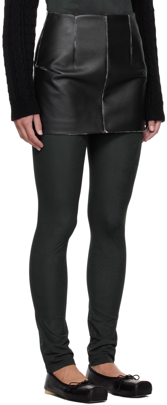 Shop Mm6 Maison Margiela Black Dart Leather Miniskirt In 900 Black