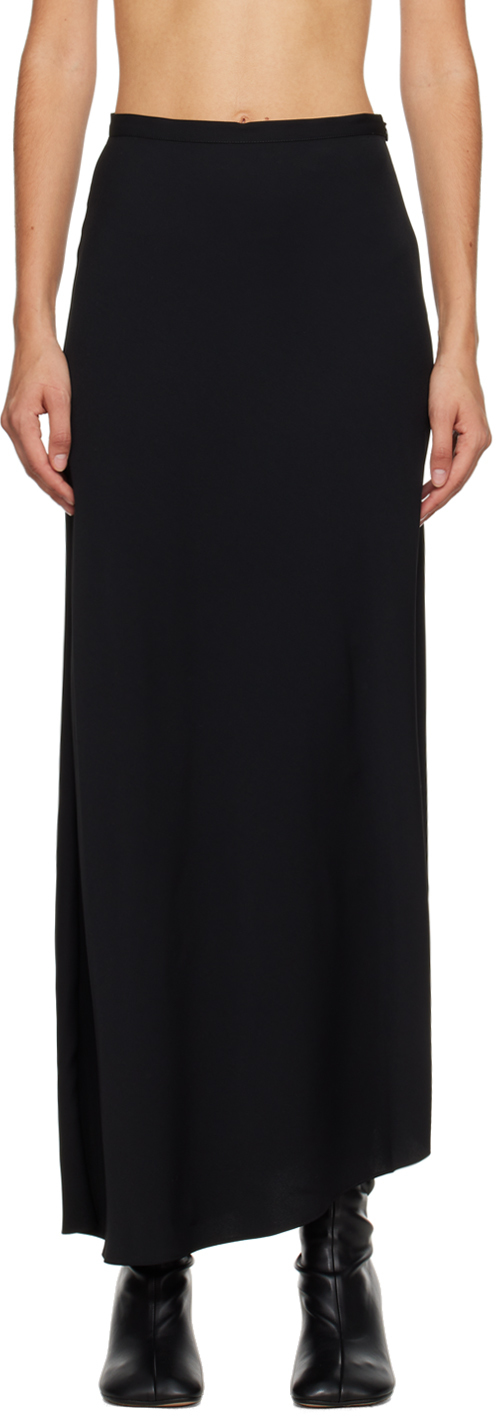 MM6 Maison Margiela: Black Fluid Maxi Skirt | SSENSE