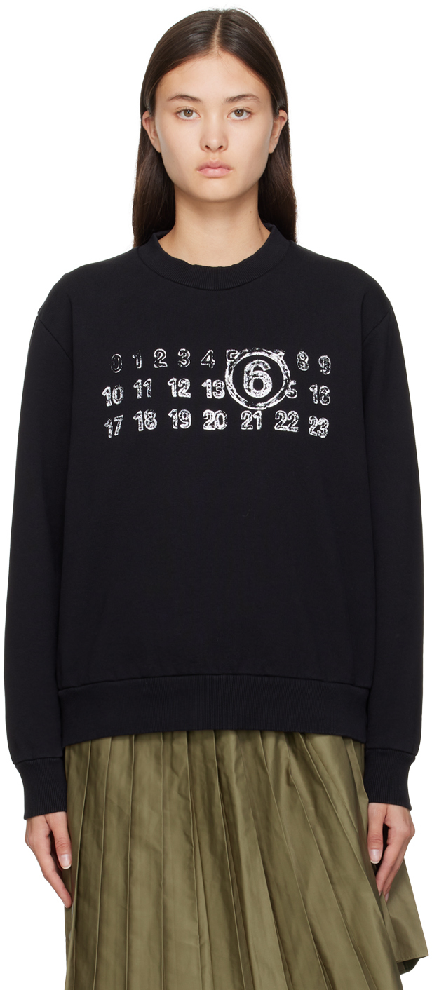 Black Print Sweatshirt by MM6 Maison Margiela on Sale