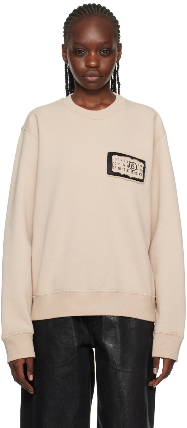 Beige Layered Patch Sweatshirt by MM6 Maison Margiela on Sale