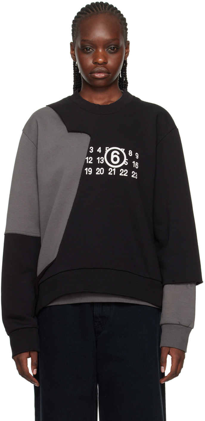 Shop Mm6 Maison Margiela Black & Gray Layered Sweatshirt In 964 Grey/black
