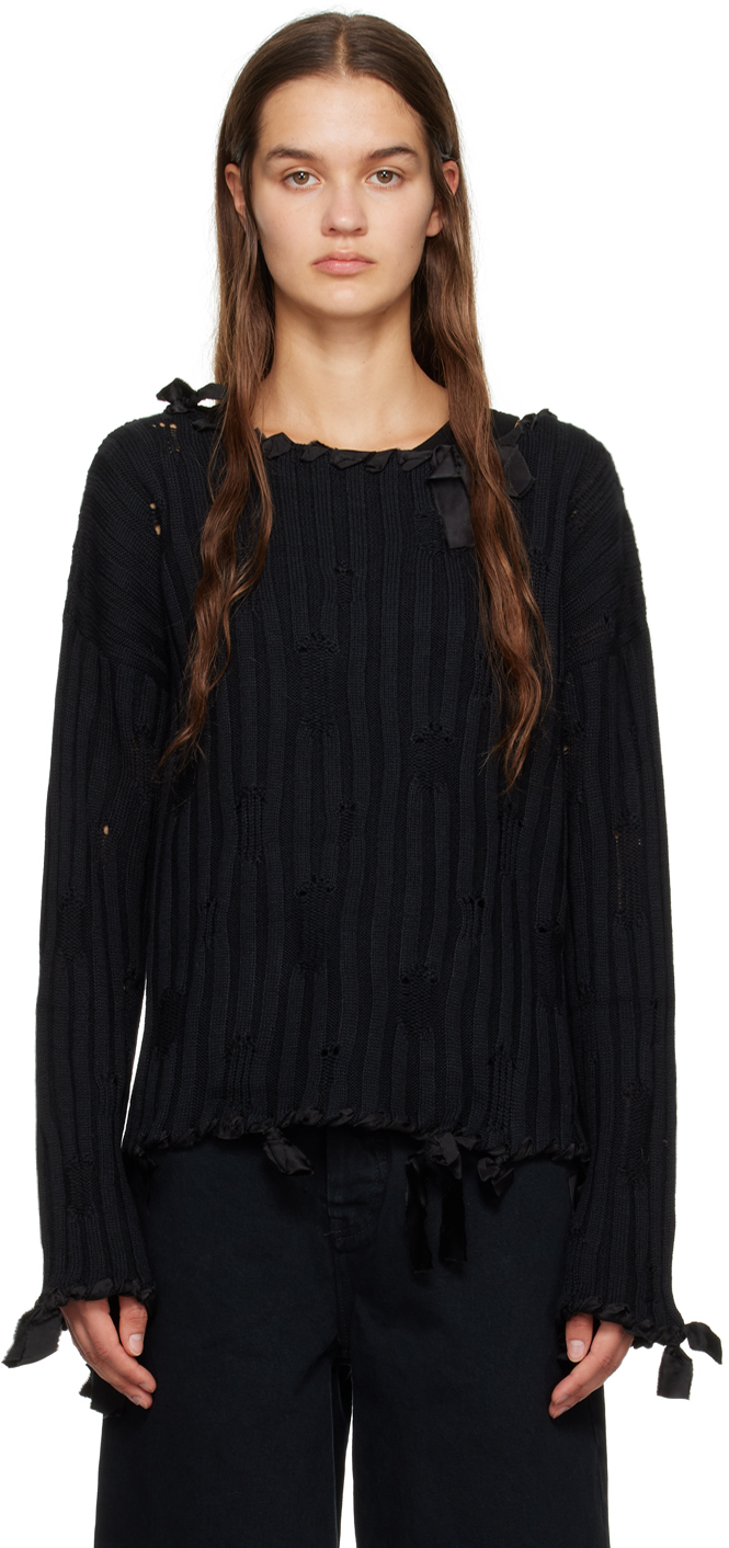 Black Distressed Sweater