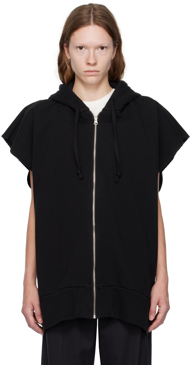 Black Open Back Hoodie by MM6 Maison Margiela on Sale