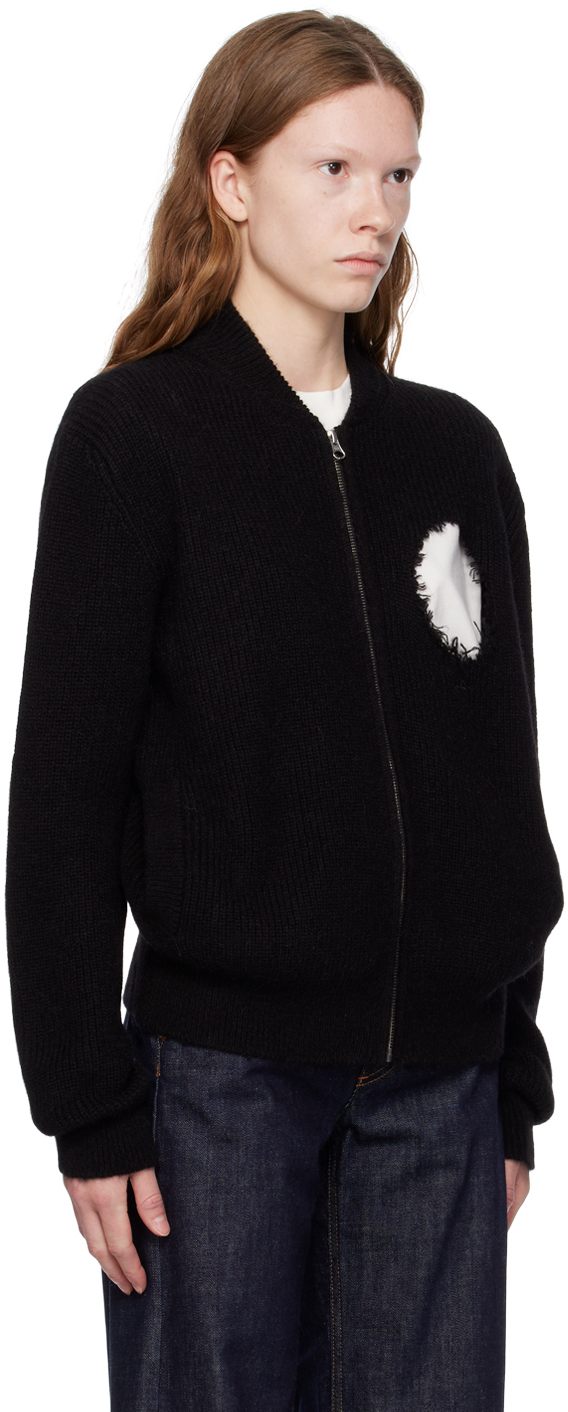 Shop Mm6 Maison Margiela Black Distressed Cardigan In 900 Black