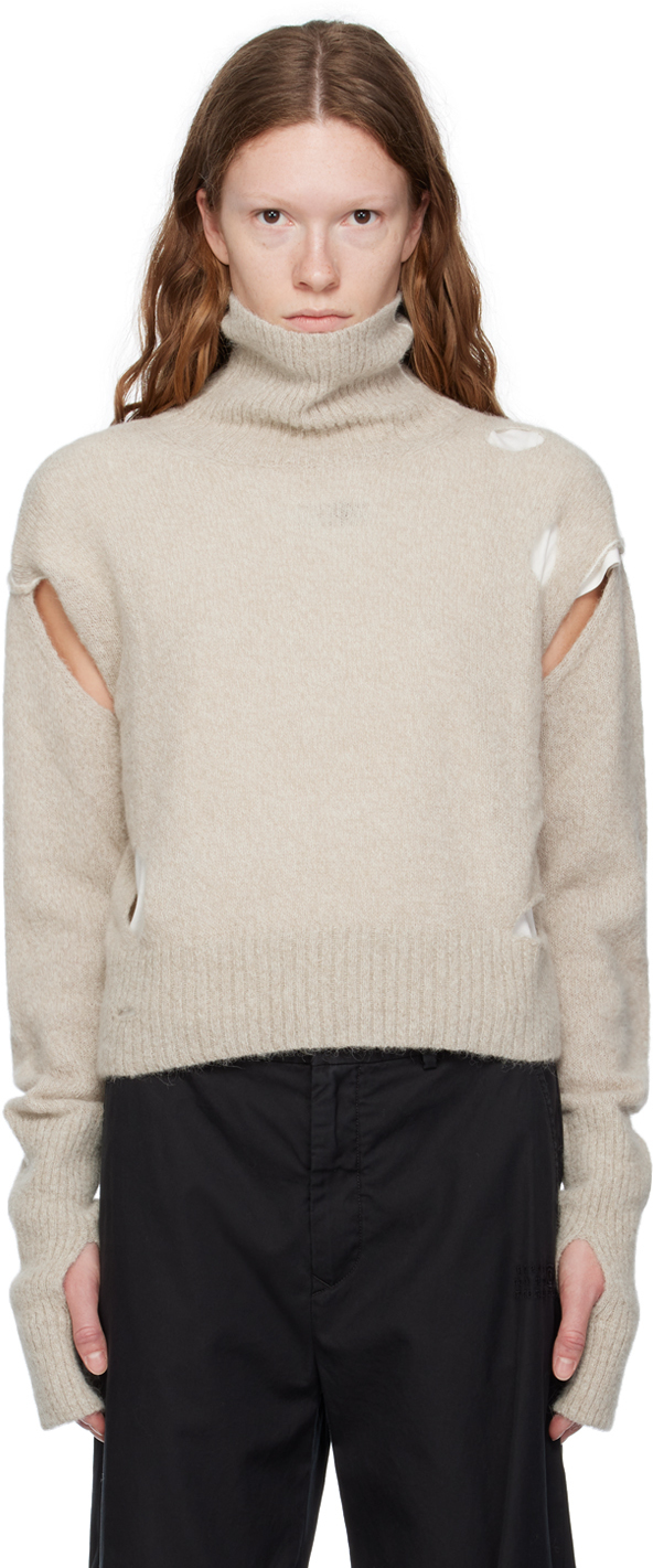 Mm6 Maison Margiela Beige Cutout Turtleneck In 961 Beige