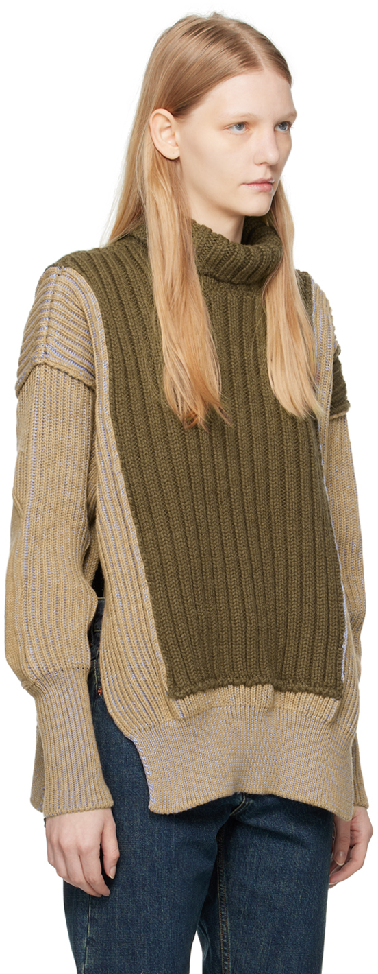 Mm6 Maison Margiela Green Patchwork Turtleneck In 004f Green