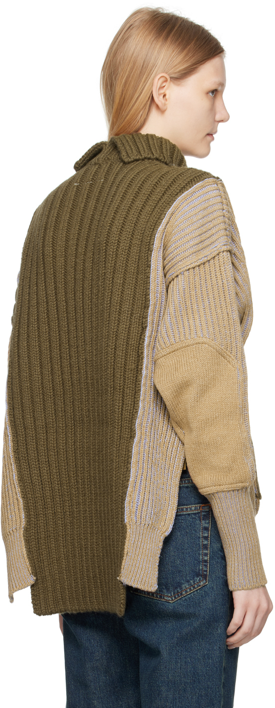 Mm6 Maison Margiela Green Patchwork Turtleneck In 004f Green