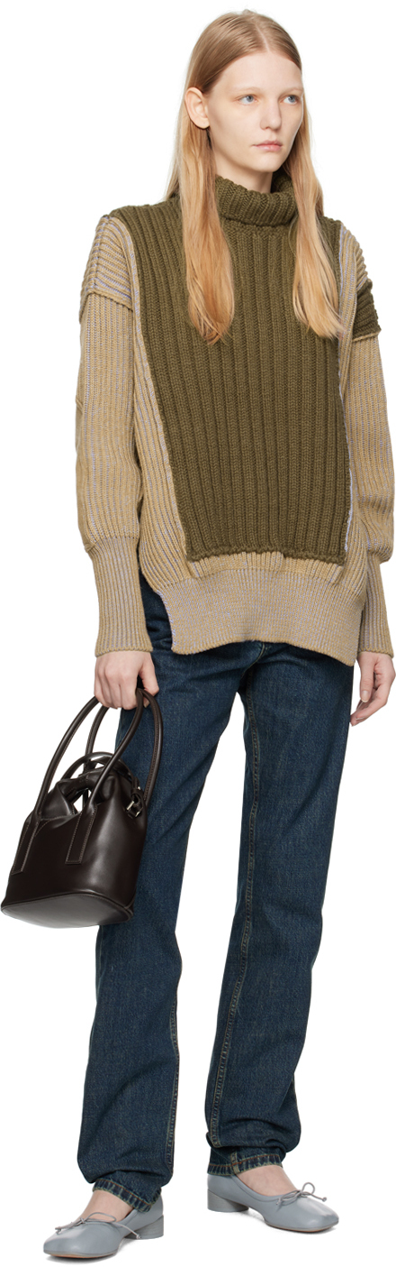 Mm6 Maison Margiela Green Patchwork Turtleneck In 004f Green