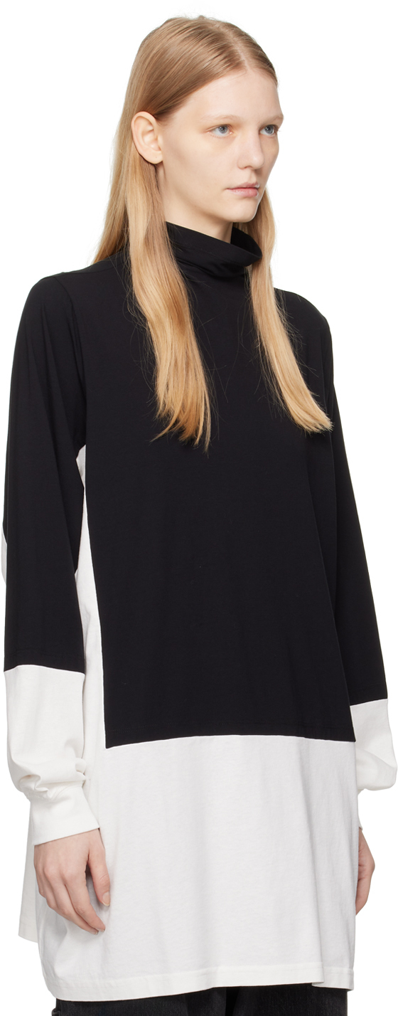 Mm6 Maison Margiela Black & White Paneled Turtleneck In 962 Black/white